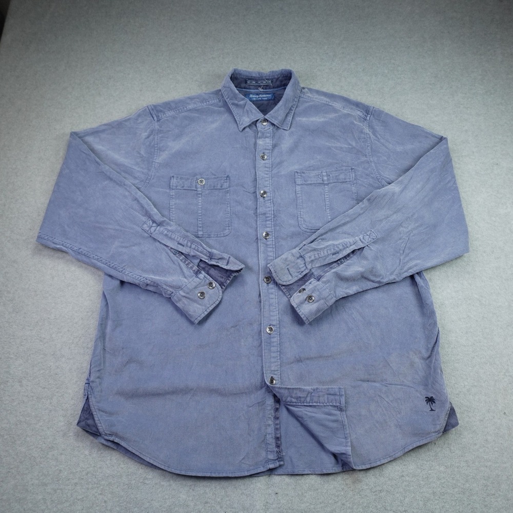 Tommy Bahama Shirt Mens Large Blue Coastline Cord Casual Button Front